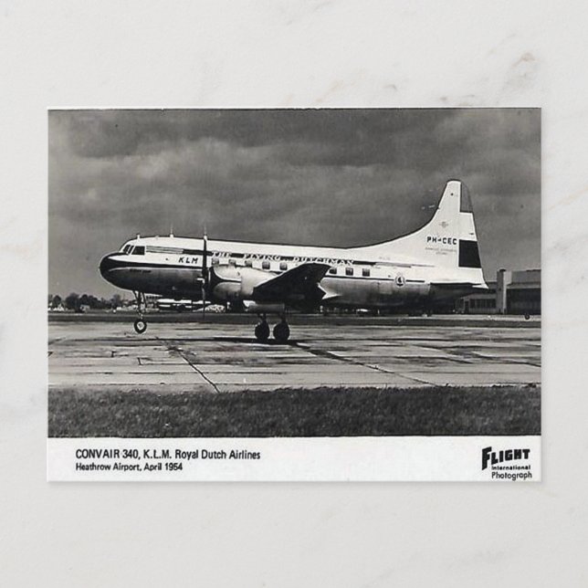 Alte Postkarte - KLM Convair 340 (Vorderseite)