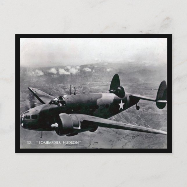 Alte Postkarte - Lockheed Hudson Light Bomber (Vorderseite)