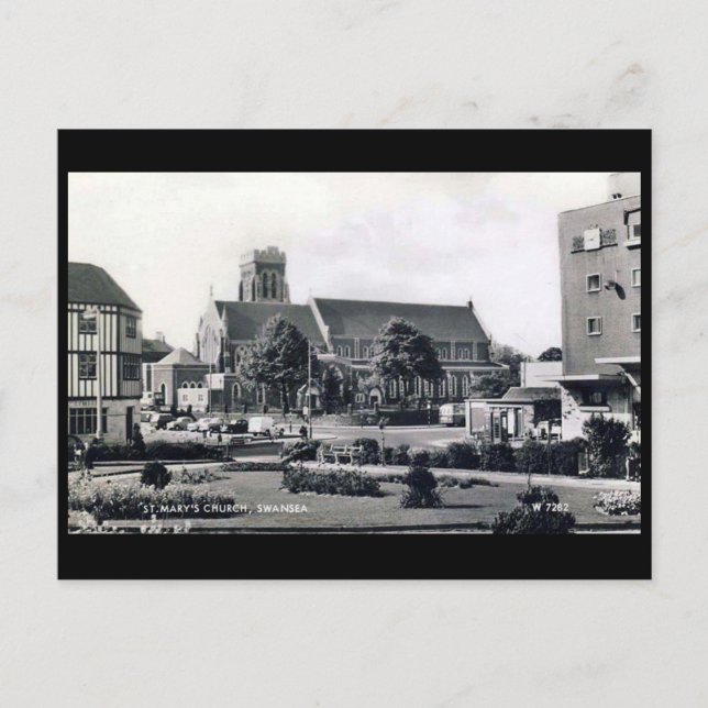 Alte Postkarte - Marienkirche, Swansea. (Vorderseite)