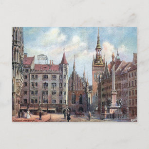Alte Postkarte - Marienplatz, München.