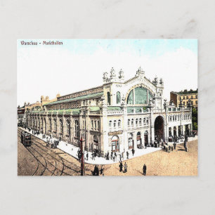 Alte Postkarte - Markthallen, Warschau, Polen
