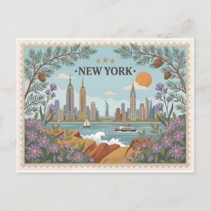 Alte Postkarte mit Blick auf die Skyline von New Y