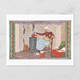 Alte Postkarte mit Mutter und Kind
