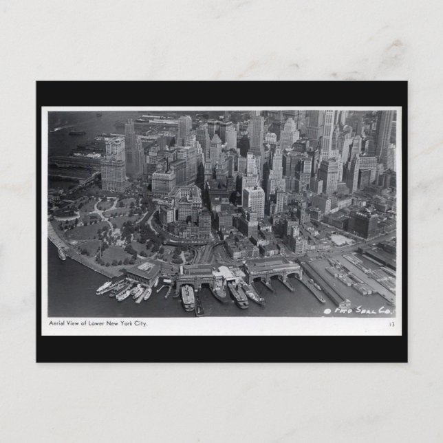 Alte Postkarte - New York City aus der Luft (Vorderseite)