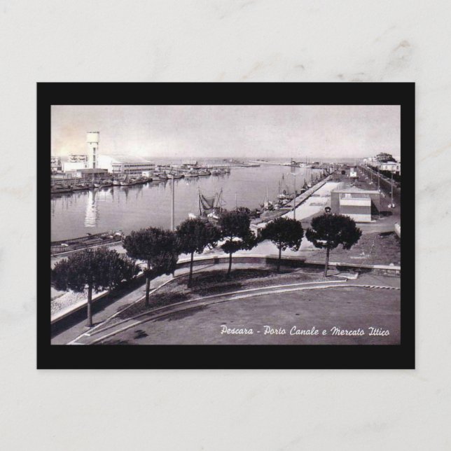 Alte Postkarte - Pescara, der Hafen (Vorderseite)