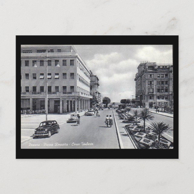 Alte Postkarte - Pescara, Piazza Renascita und Cor (Vorderseite)