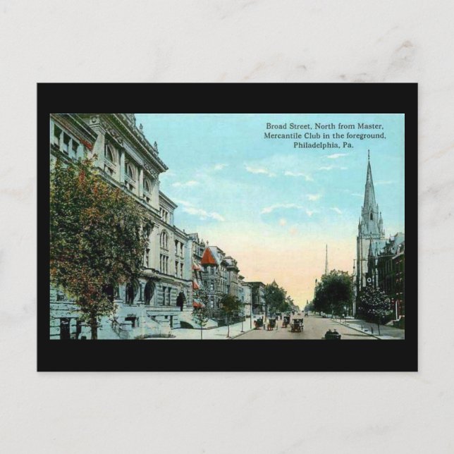 Alte Postkarte - Philadelphia, breite Straße (Vorderseite)
