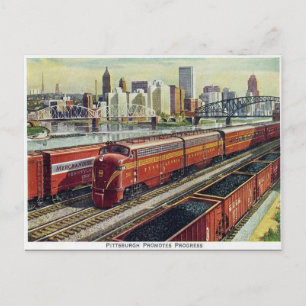 Alte Postkarte - "Pittsburg fördert den Fortschrit