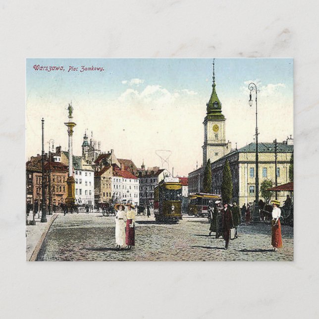 Alte Postkarte - Plac Zamkowy, Warschau, Polen (Vorderseite)