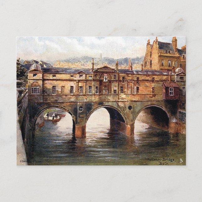 Alte Postkarte - Pulteney Brücke, Bad, Somerset (Vorderseite)