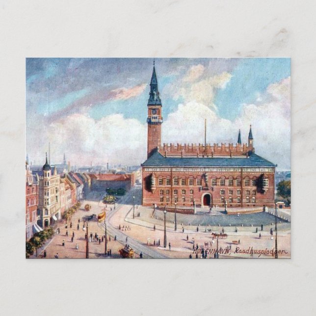 Alte Postkarte - Rådhuspladsen, Kopenhagen (Vorderseite)
