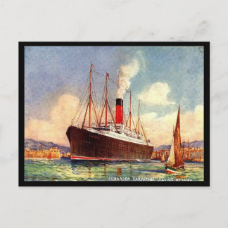 Alte Postkarte - RMS Carpathia verlassend Messina