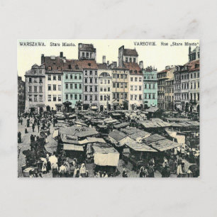 Alte Postkarte - Stare Miasto, Warschau, Polen