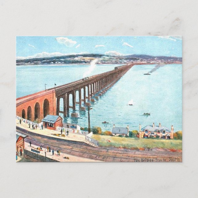 Alte Postkarte - Tay Bridge, Dundee (Vorderseite)