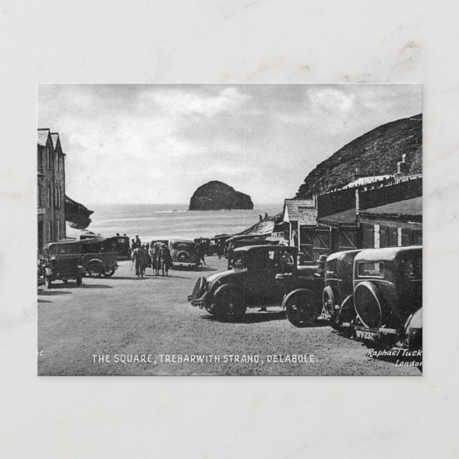 Alte Postkarte - Trebarmit Strand, Cornwall (Vorderseite)