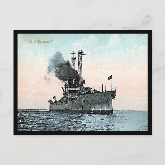 Alte Postkarte - US-Schlacht "Delaware". (Vorderseite)