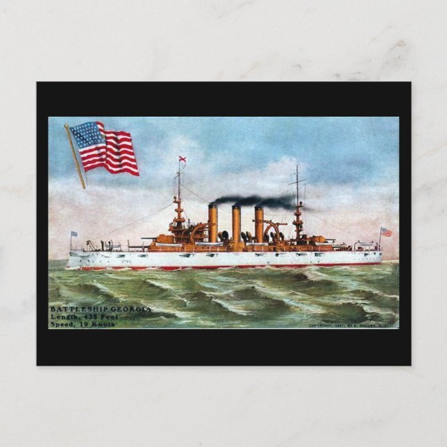 Alte Postkarte - USS Georgia (Vorderseite)