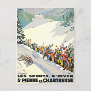 Alte Postkarte vom Skigebiet in der Schweiz