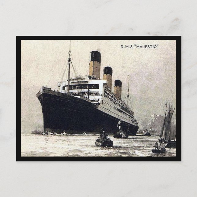 Alte Postkarte - White Star Line "Majestic" (Vorderseite)