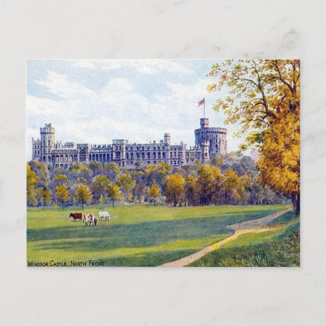 Alte Postkarte - Windsor Castle, Nordfront (Vorderseite)