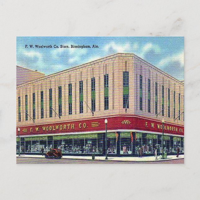 Alte Postkarte - Woolworth's, Birmingham, Alabama (Vorderseite)