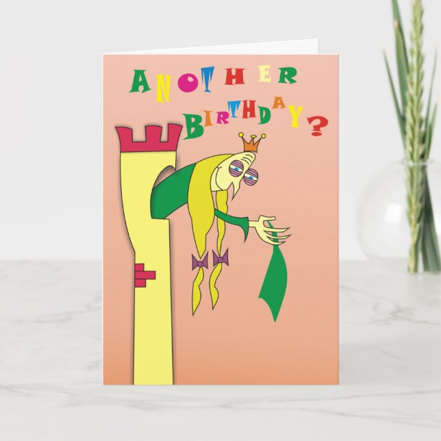 Alte Prinzessin in den Turm-humorvollen Karte (Vorderseite)