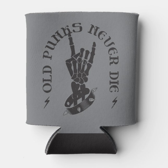 Alte Punks Die nie Skeleton Rock auf gotisch Dosenkühler (Vorderseite)