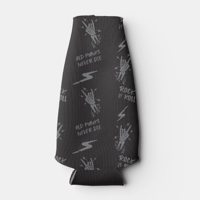 Alte Punks Die nie Skeleton Rock auf gotisch Flaschenkühler (Vorderseite)