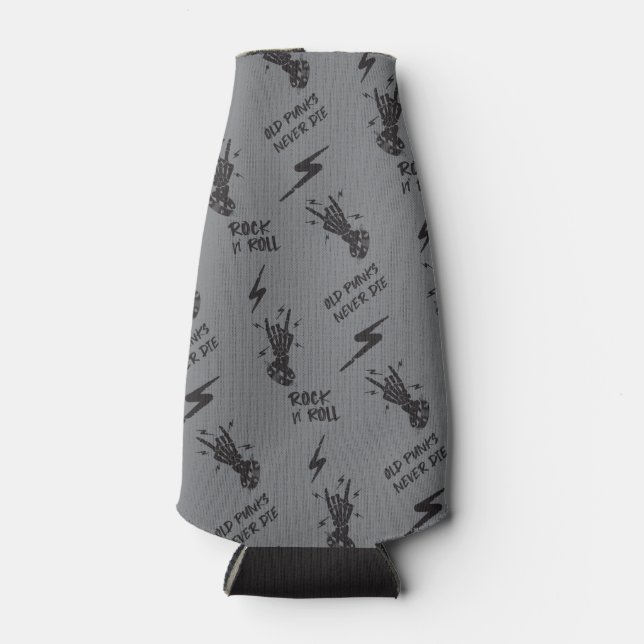 Alte Punks Die nie Skeleton Rock auf gotisch Flaschenkühler (Vorderseite)