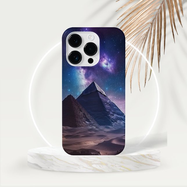 Alte Pyramiden und nächtlicher Himmel iPhone Hülle (Ancient Pyramids at Night Starry Sky and Drifting Sands Cell Phone case)
