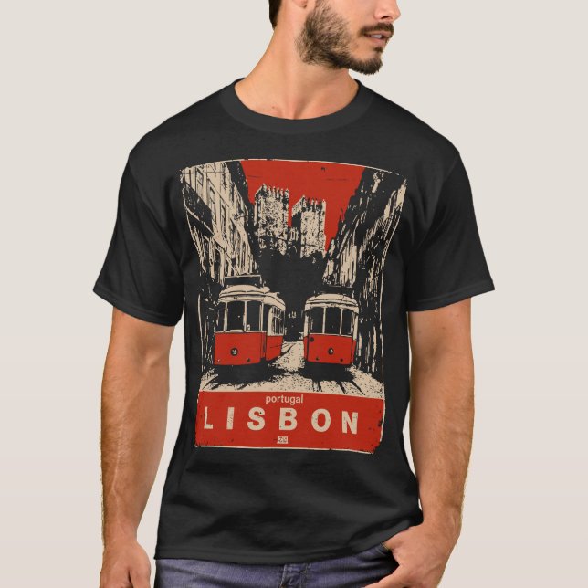 Alte Rails: Lissabon in Linien T-Shirt (Vorderseite)