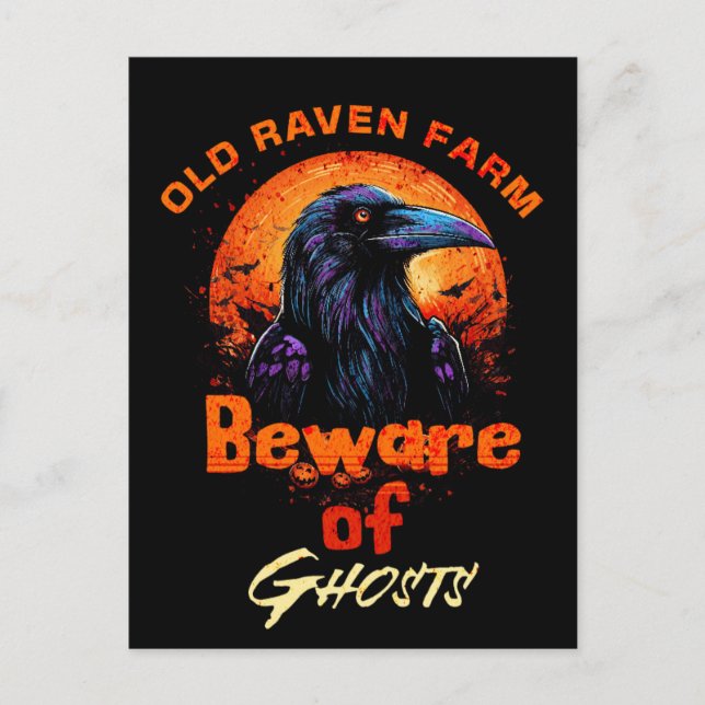 Alte Raven Farm Crow Vorsicht vor Geistern Spooky Postkarte (Vorderseite)