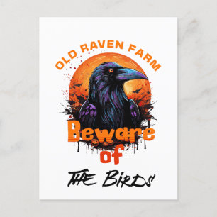 Alte Raven Farm Vorsicht vor den Vögeln Spooky Postkarte