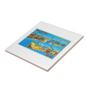 Alte Reise-Andenken des Hampton-Strand-New Fliese