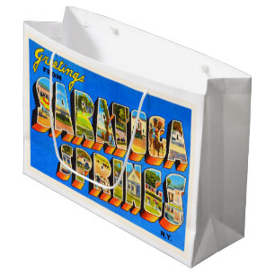 Alte Reise-Andenken Saratoga Springs New York NY Große Geschenktüte