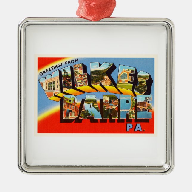 Alte Reise-Andenken Wilkes Barre-Pennsylvania PAs Silbernes Ornament (Vorne)
