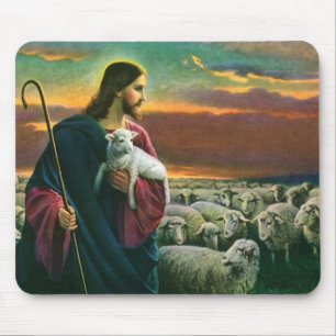 Alte Religion, Christus guter Hirte mit Herde Mousepad