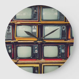 Alte Retro-Fernseher-Leerbildschirm Große Wanduhr