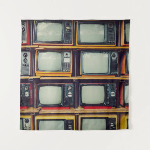 Alte Retro-Fernseher-Leerbildschirm Wandteppich
