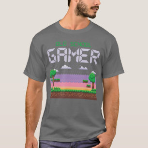 Alte Retro-Schul-Gamer-Geek-Haut-Videospiel-Konsol T-Shirt