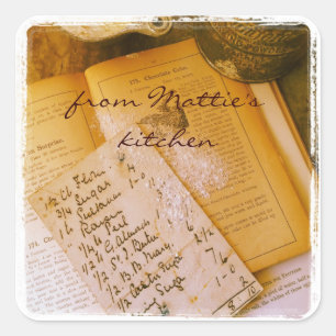 alte Rezepte quadratische Aufkleber