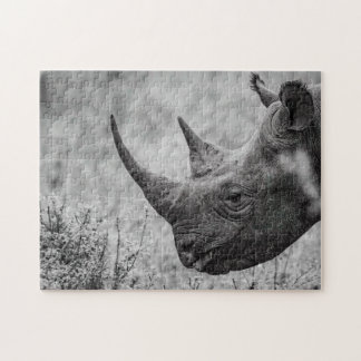 Alte Rhinozeros - Schwarz-Weiß-HD-Foto-Puzzle Puzzle