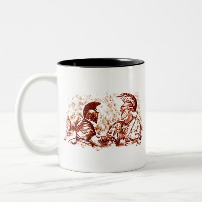 Alte Rom-Soldaten Zweifarbige Tasse (Links)