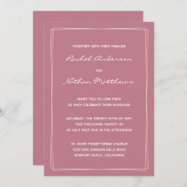 Alte Rose Rosa Minimalistische Hochzeitseinladunge