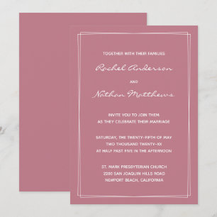 Alte Rose Rosa Minimalistische Hochzeitseinladunge