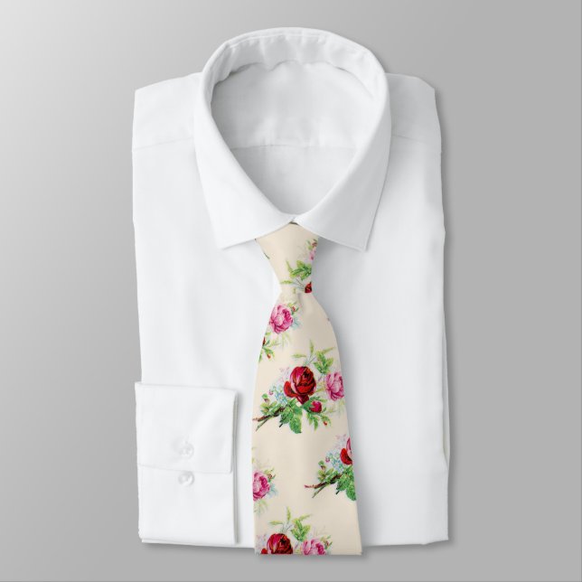 alte Rosen in Elfenbeinfarbe Krawatte (Gebunden)