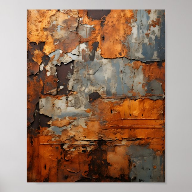 Alte rostfreie Metallstruktur aus Stahl Poster (Vorne)