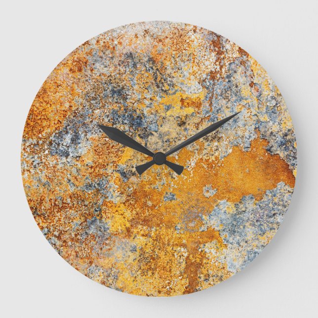 Alte Roststruktur, grunge metallischer Hintergrund Große Wanduhr (Vorderseite)