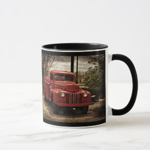 Alte rote Firetruckkaffee-Tasse Tasse