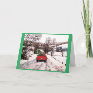 Alte rote Lastwagen Weihnachten Karte